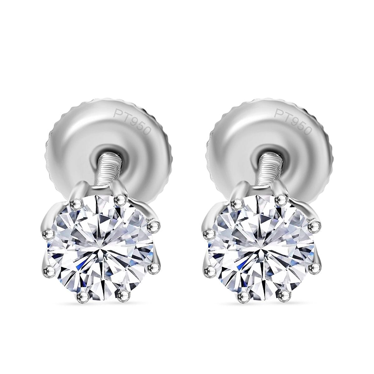 Luxuriant 950 Platinum SGL Certified (VS-GH) Lab Grown Diamond Earring With Screw Back 2.04 Ct.