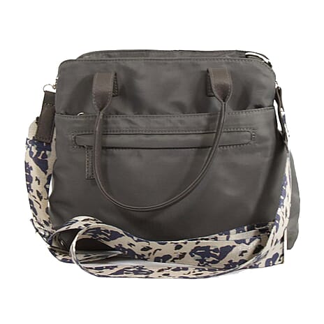 Nicole Brown Hand Bag with Aztec Print Strap - Black