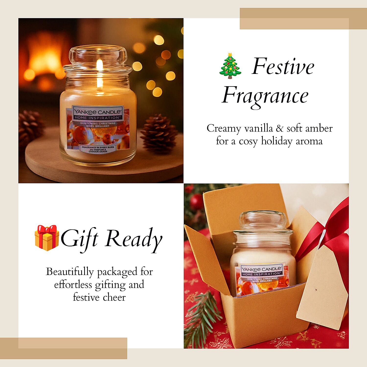 One Time closeout- Yankee Home Inspiration Candle 104g - Glistening Christmas