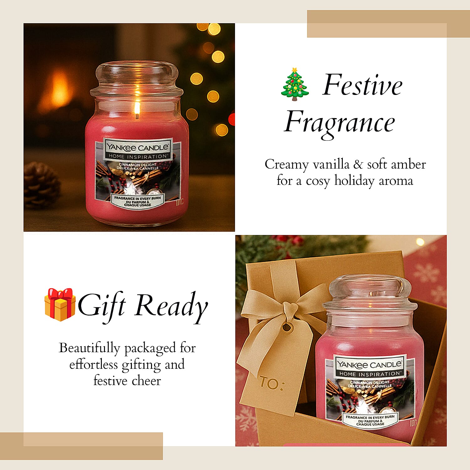 One Time Closeout -Yankee Home Inspiration Candle 104g - Glistening Christmas