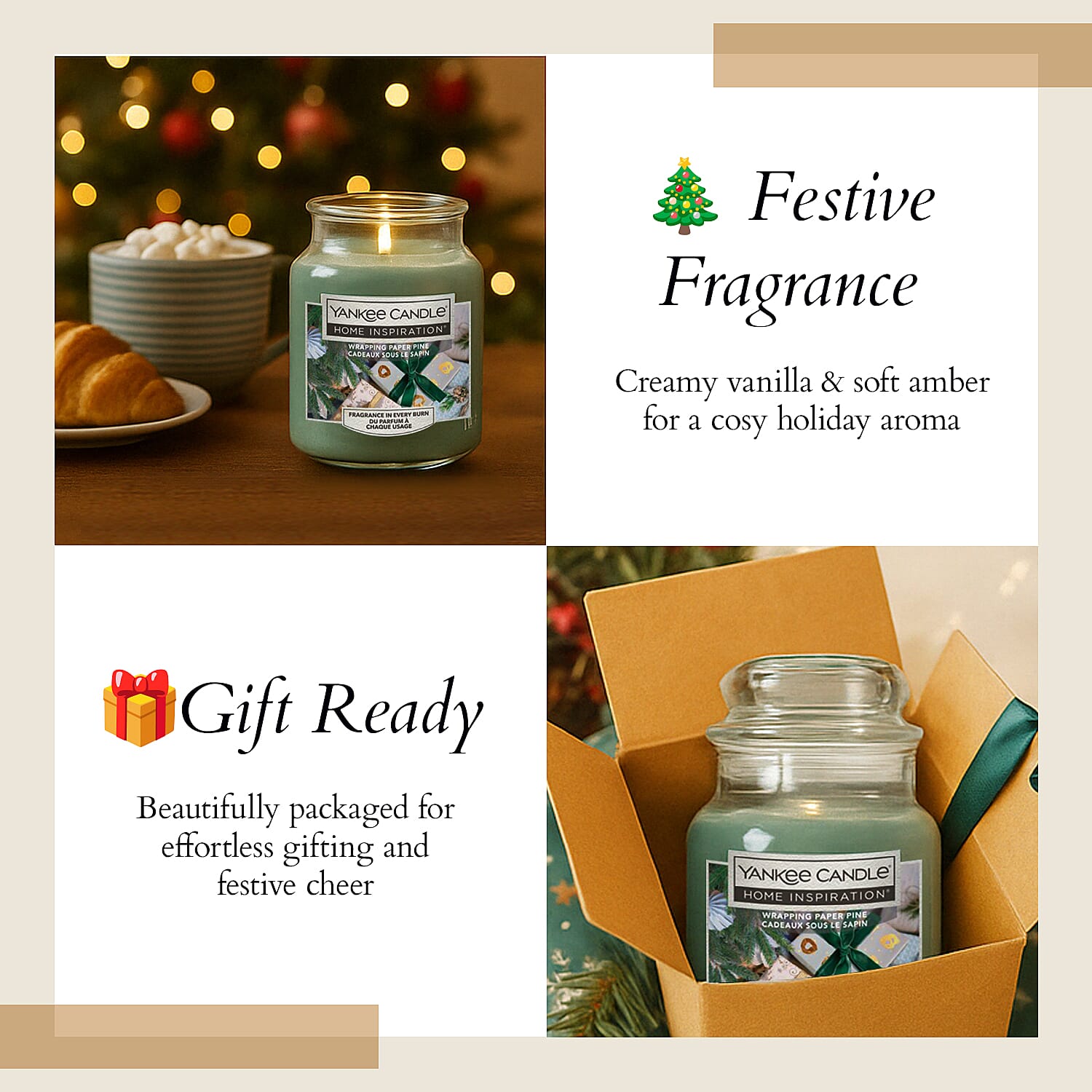 One Time Closeout- Yankee Home Inspiration Candle 104g  - Wrapping Paper Pine