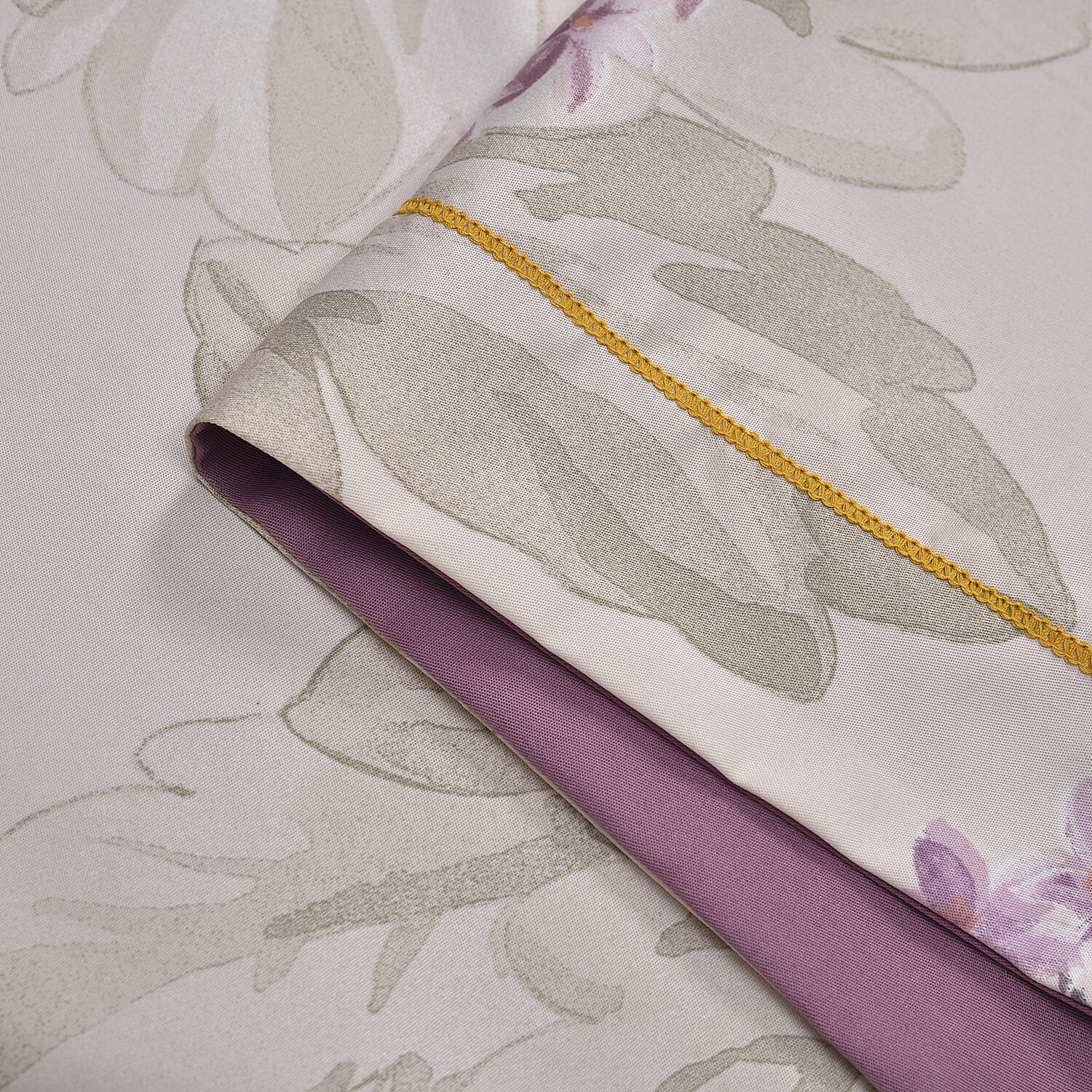 Set of 3pcs - Flower Printed Lightweight Quilt (Size Double) - Off White - Purple