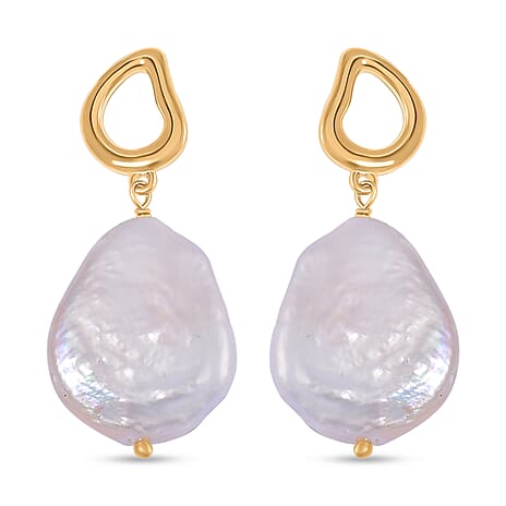 White Keshi Pearl Earring With Push Back in Sterling Silver