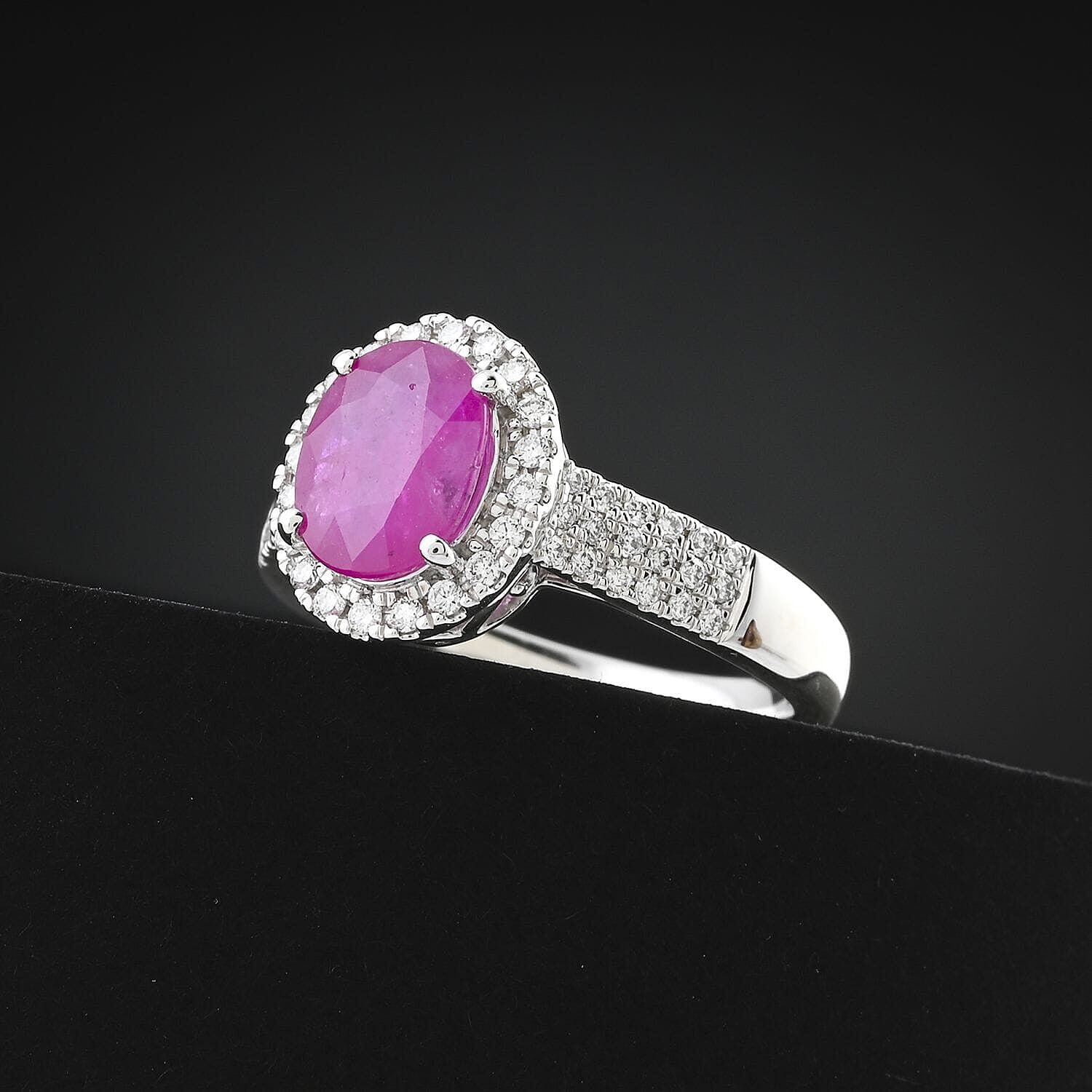 Rhapsody  950 Platinum  AAAA  Mozambique Ruby   White Diamond  VS Ring 2.15 ct,  Platinum Wt. 7.26 Gms  2.150  Ct.
