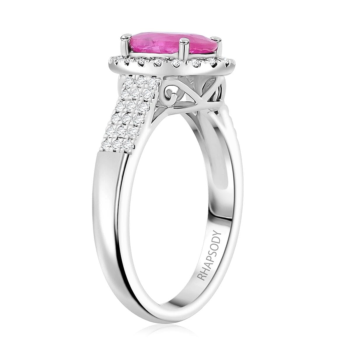 Rhapsody  950 Platinum  AAAA  Mozambique Ruby   White Diamond  VS Ring 2.15 ct,  Platinum Wt. 7.26 Gms  2.150  Ct.