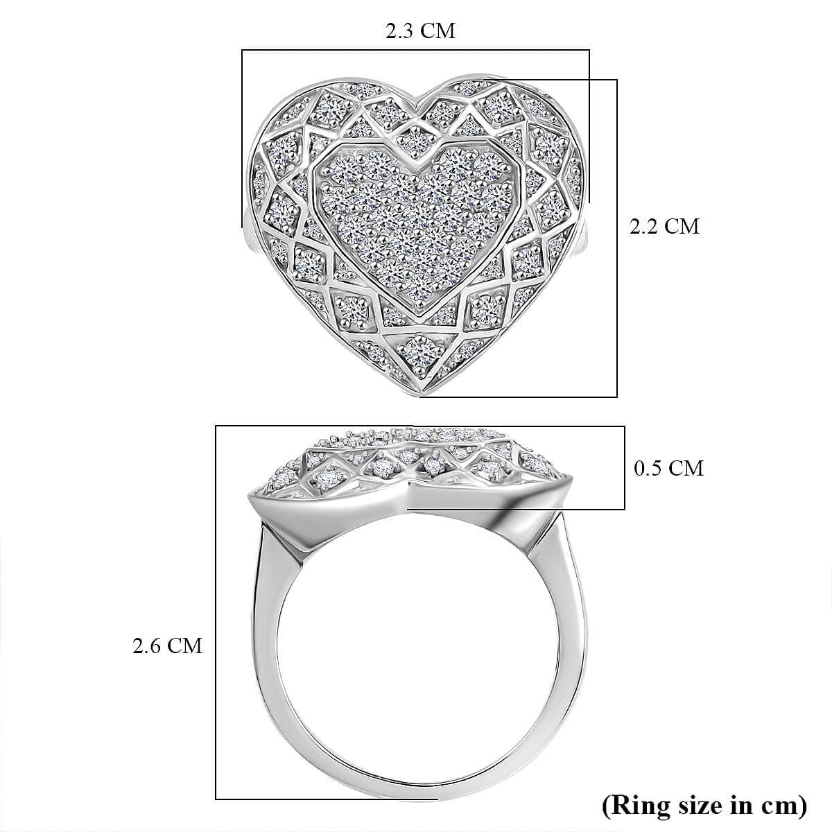 GP Amore Collection - Lab Grown Diamond SI-G-H & Blue Sapphire Ring in Rhodium Overlay Sterling Silver 1.02 Ct.