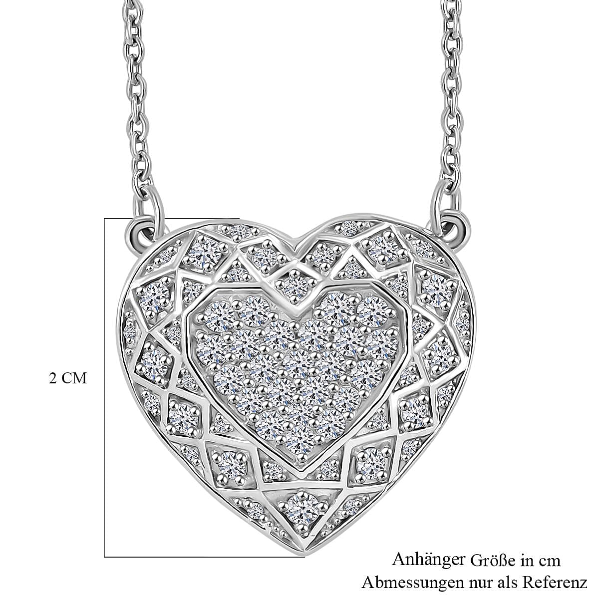 GP Amore Collection - Lab Grown Diamond (Si-GH) & Blue Sapphire Necklace (Size - 20) With Lobster Clasp in Rhodium Overlay Sterling Silver 1.02 Ct.