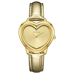 Gamages Of London Limited Edition Sweet Heart Ladies Swiss Movement Diamond Watch With Leather Strap - Gold