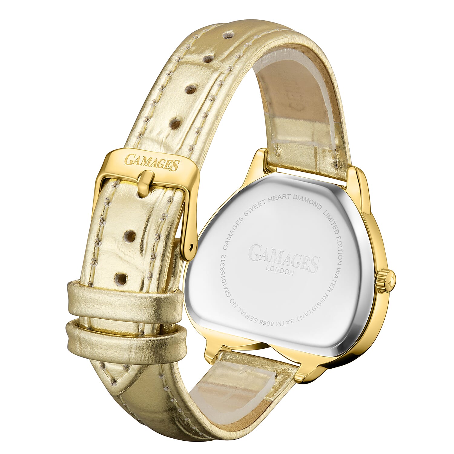 Gamages Of London Limited Edition Sweet Heart Ladies Swiss Movement Diamond Watch With Leather Strap - Champagne