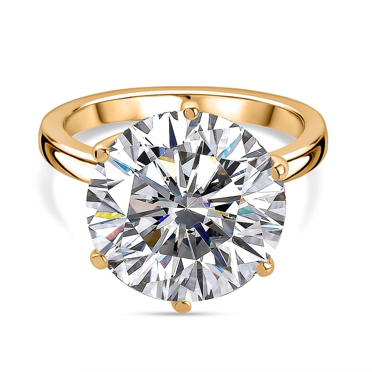 Doorbuster - Moissanite Ring in 18K Vermeil Yellow Gold Plated Sterling Silver 7.56 Ct.