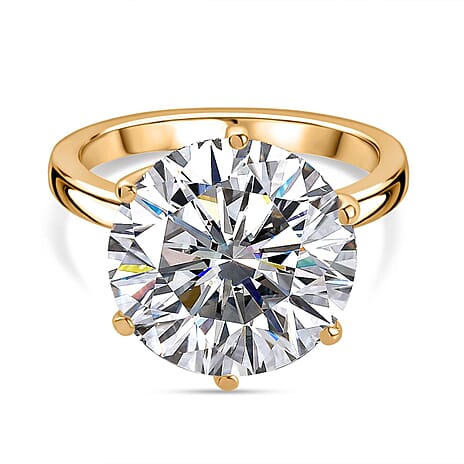 Doorbuster - Moissanite Ring in 18K Vermeil Yellow Gold Plated Sterling Silver 7.56 Ct.