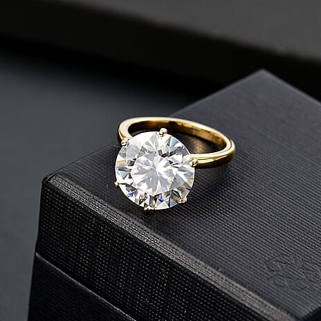 Doorbuster - Moissanite Ring in 18K Vermeil Yellow Gold Plated Sterling Silver 7.56 Ct.
