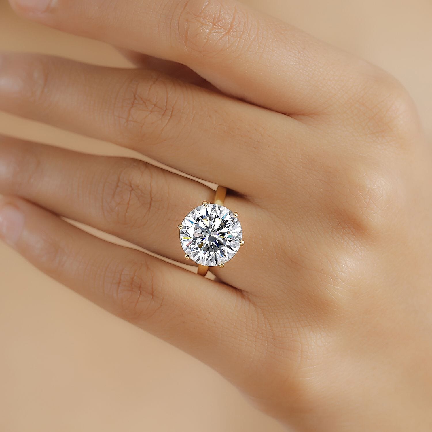 Doorbuster - Moissanite Ring in 18K Vermeil Yellow Gold Plated Sterling Silver 7.56 Ct.