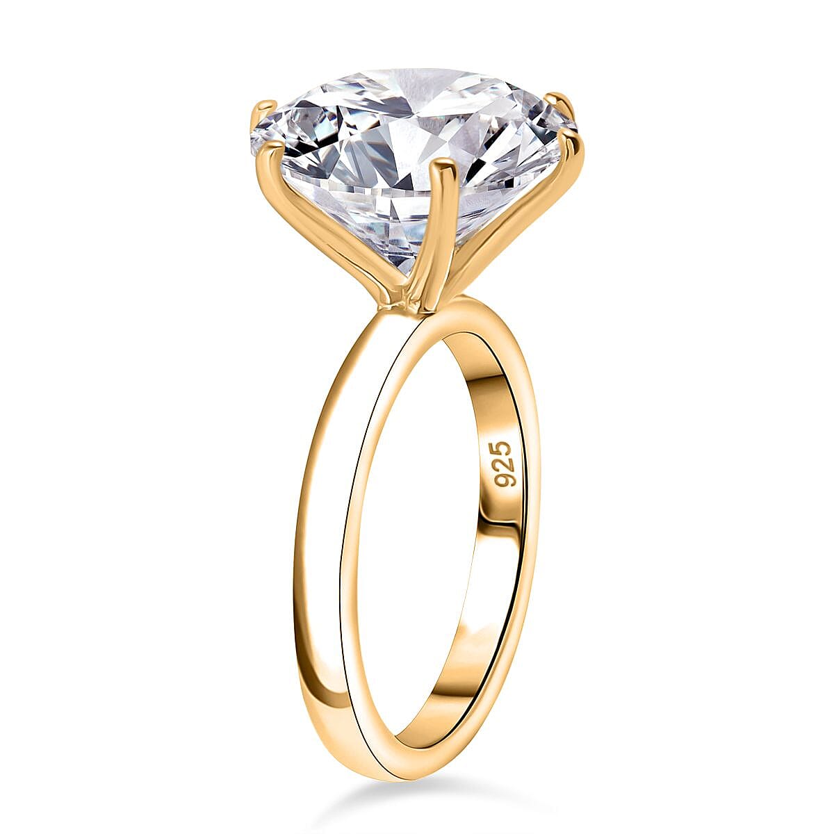 Doorbuster - Moissanite Ring in 18K Vermeil Yellow Gold Plated Sterling Silver 7.56 Ct.