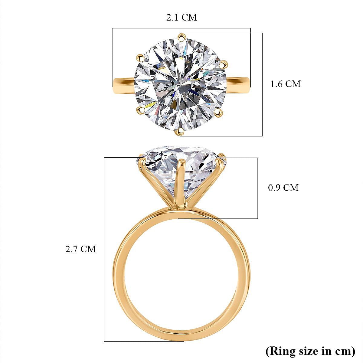 Doorbuster - Moissanite Ring in 18K Vermeil Yellow Gold Plated Sterling Silver 7.56 Ct.