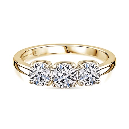 Luxuriant Diamond - 9K Yellow Gold SGL Certified Lab Grown Diamond (VS-G/H) 3-Stone Ring 1.00 ct