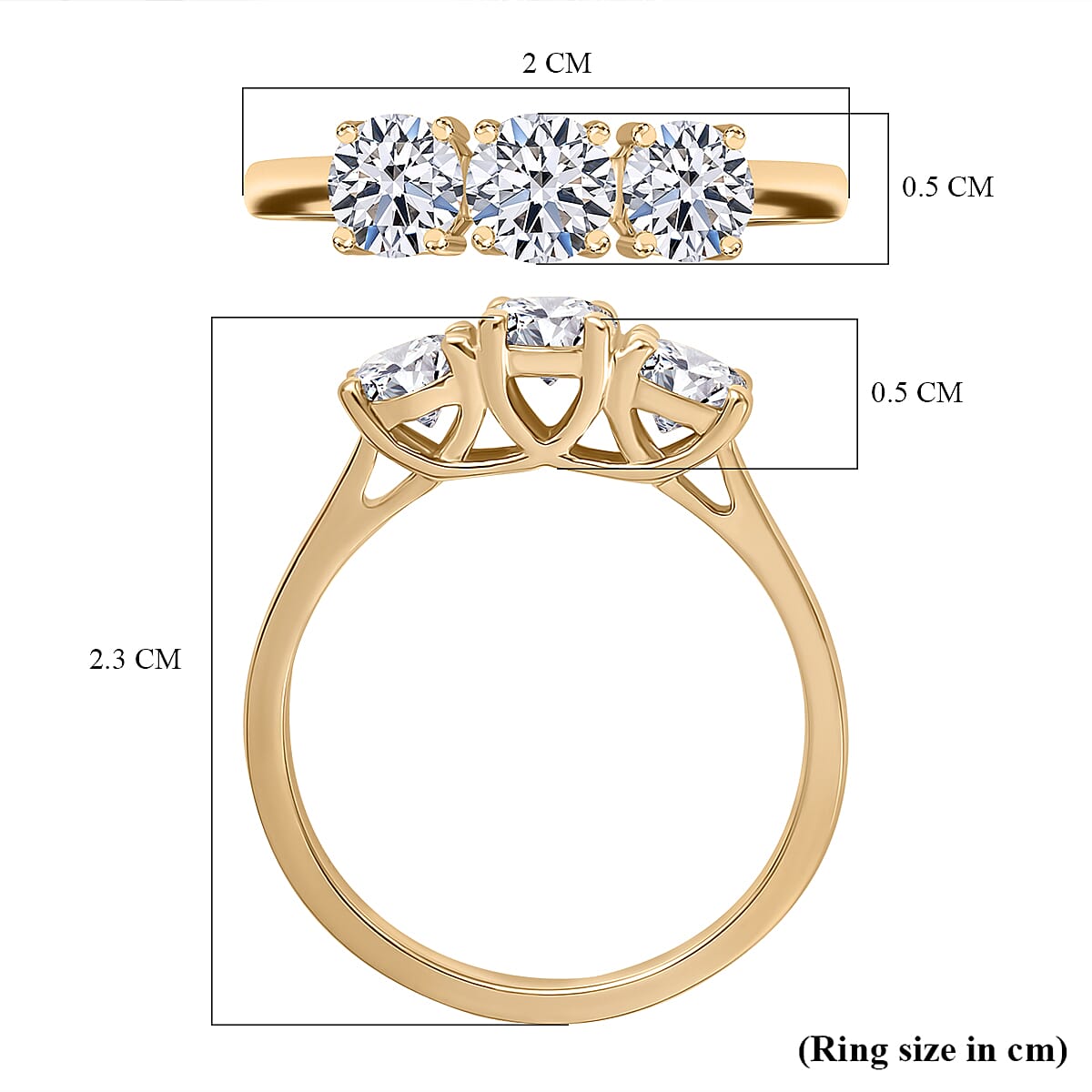 Luxuriant Diamond 9K Yellow Gold SGL Certified Lab Grown Diamond (VS-G-H) Trilogy Ring 1.00 Ct. Luxuriant Diamond 9K Yellow Gold SGL Certified Lab Grown Diamond (VS-G-H) Trilogy Ring 1.00 Ct.
