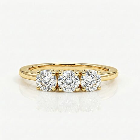 Luxuriant 9K Yellow Gold SGL Certified Lab Grown Diamond (VS-GH) Trilogy Ring 1.00 Ct.