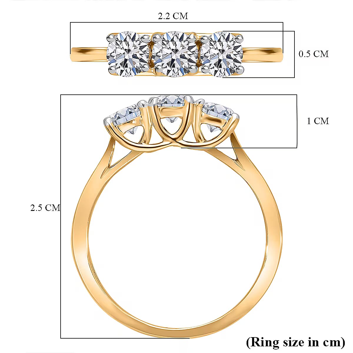 LUXURIANT SGL Certified Lab Grown Diamond (VS-G/H) 3 Stone Ring