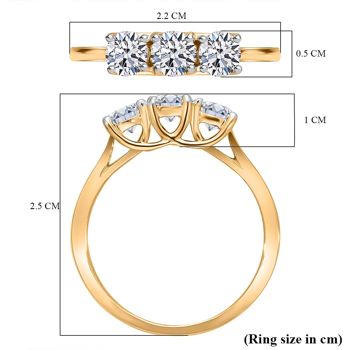 LUXURIANT SGL Certified Lab Grown Diamond (VS-G/H) 3 Stone Ring