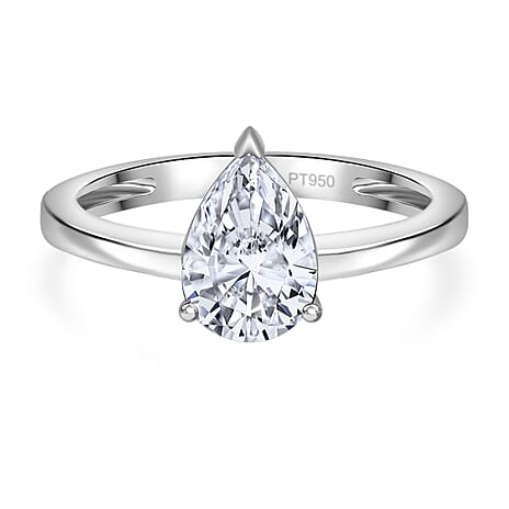 Luxuriant Diamond 950 Platinum IGI Certified (VS2-G) Pear Cut Lab Grown Diamond Ring 3.00 Ct, Platinum Wt. 5.90 Gms.
