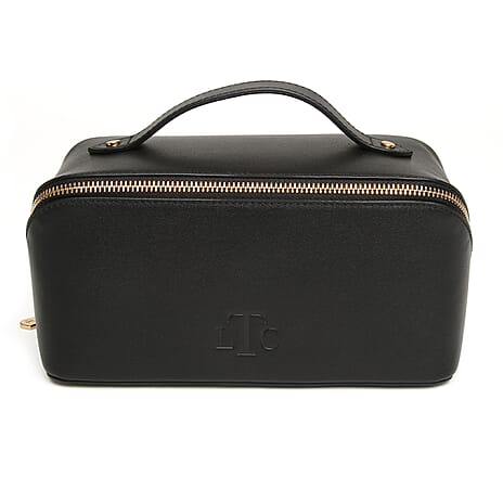 Alice Wheeler Leather Train Case - Black