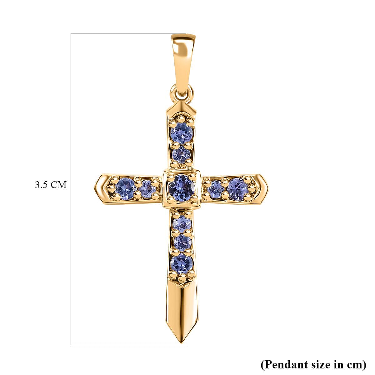 9K Yellow Gold Tanzanite Cross Pendant 0.60 Ct.