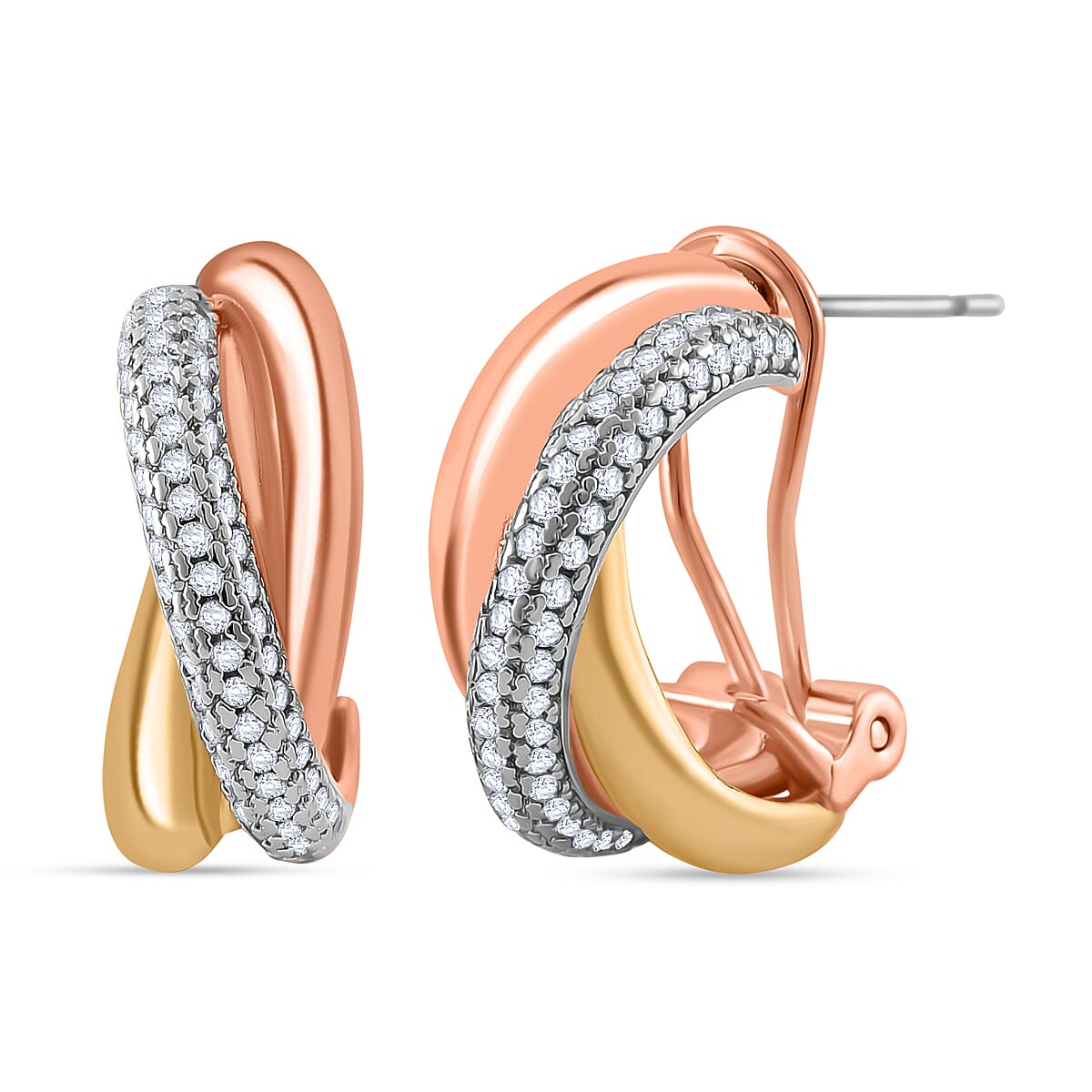 Designer Inspired - White Cubic Zirconia Earring with Clasp