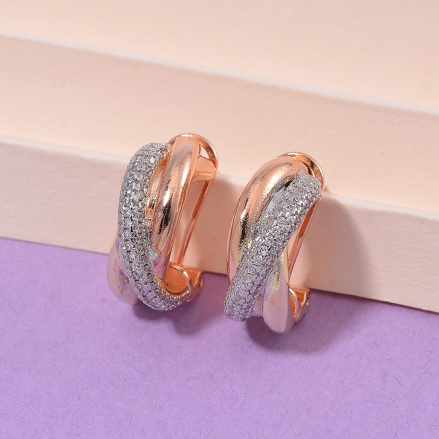 Designer Inspired - White Cubic Zirconia Earring with Clasp