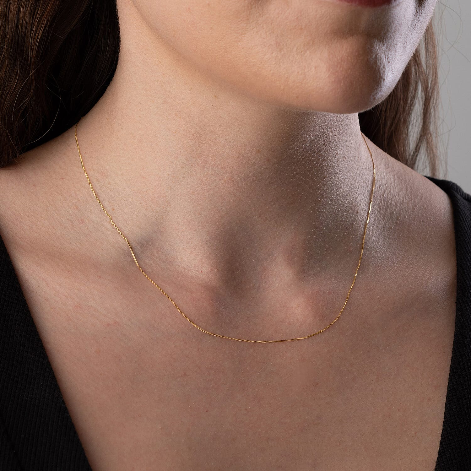 Biggest Deal - 9K Yellow Gold Diamond Cut Curb Necklace (Size - 18) With Spring Ring Clasp