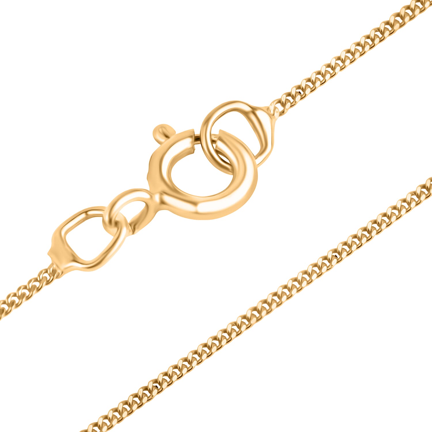 Biggest Deal - 9K Yellow Gold Diamond Cut Curb Necklace (Size - 18) With Spring Ring Clasp