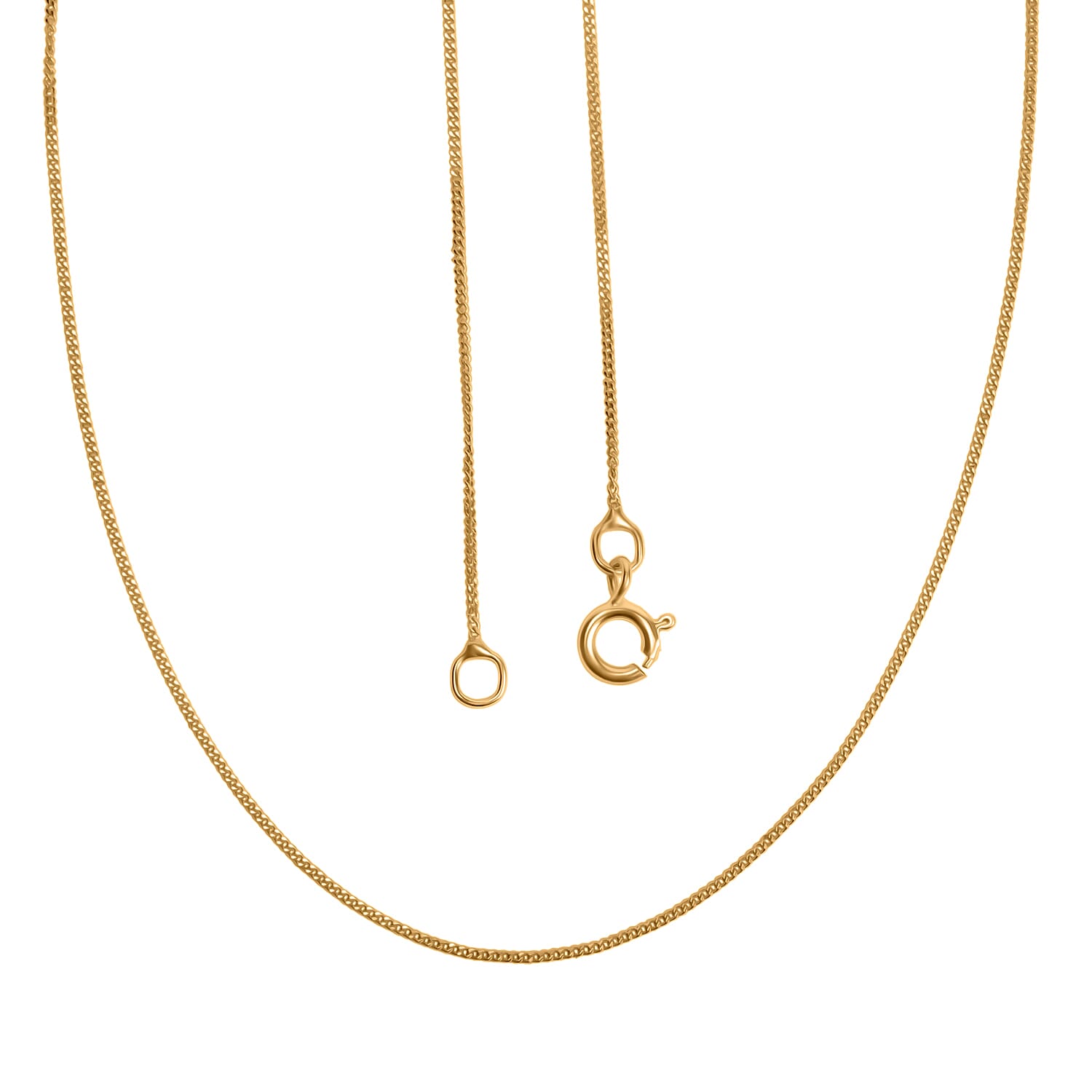 Biggest Deal - 9K Yellow Gold Diamond Cut Curb Necklace (Size - 18) With Spring Ring Clasp