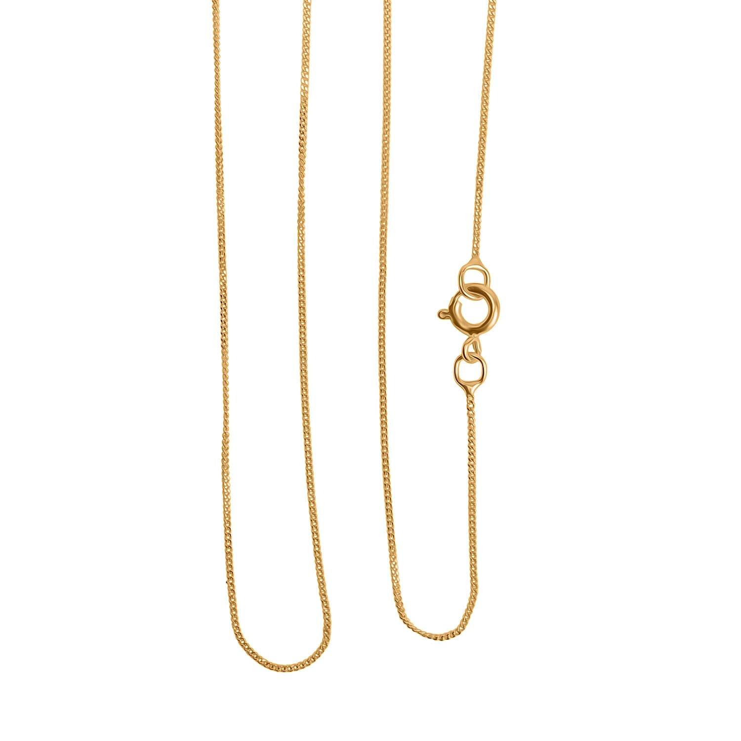 Biggest Deal - 9K Yellow Gold Diamond Cut Curb Necklace (Size - 18) With Spring Ring Clasp