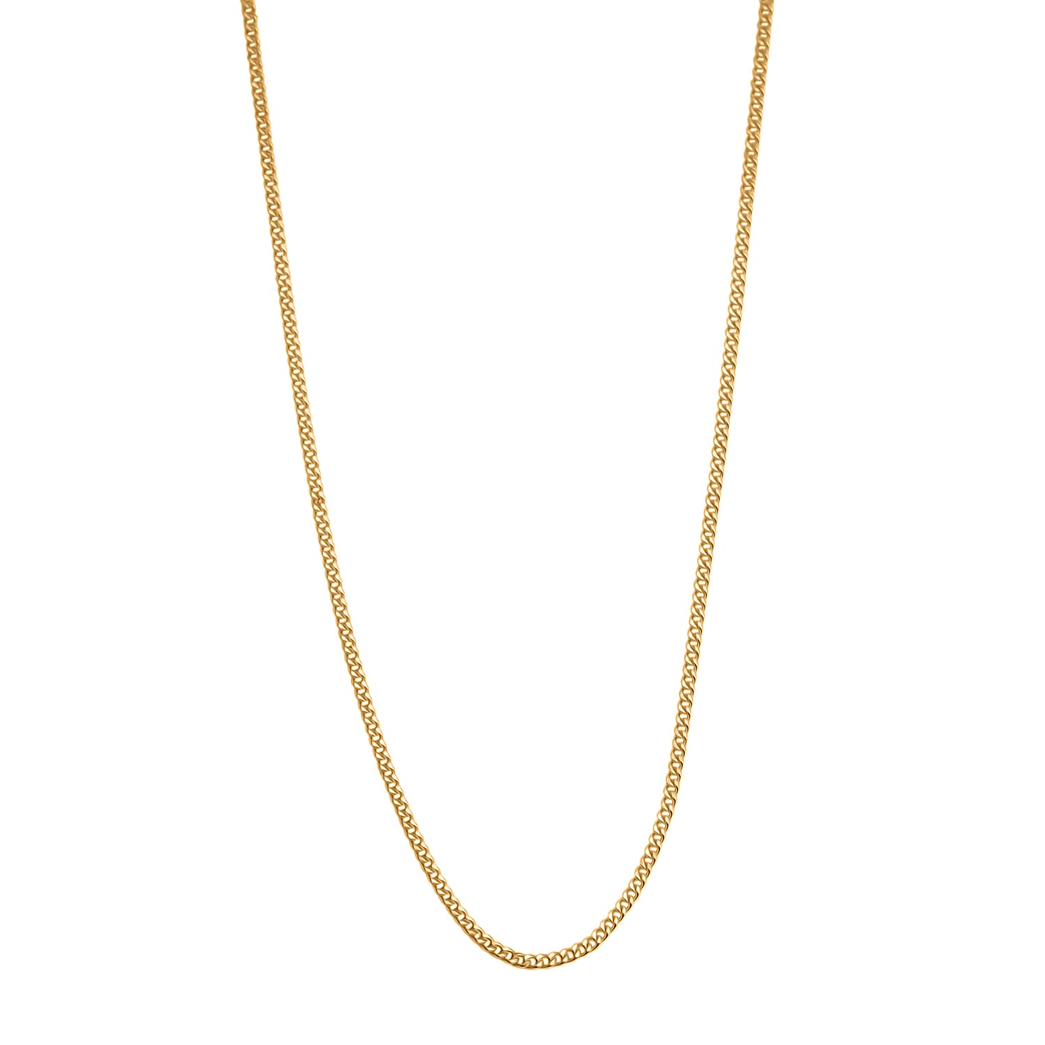 Biggest Deal - 9K Yellow Gold Diamond Cut Curb Necklace (Size - 18) With Spring Ring Clasp