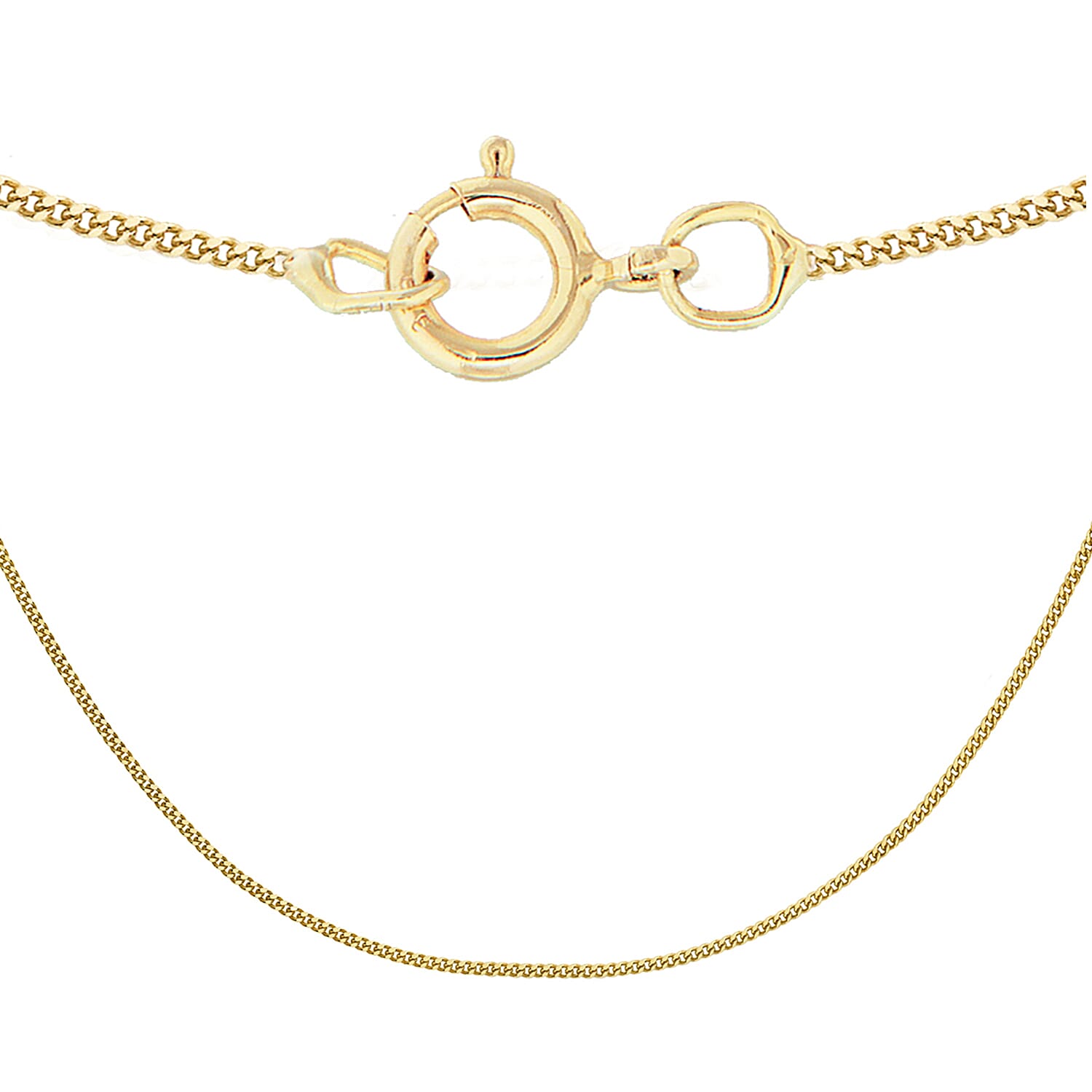 Biggest Deal - 9K Yellow Gold Diamond Cut Curb Necklace (Size - 18) With Spring Ring Clasp