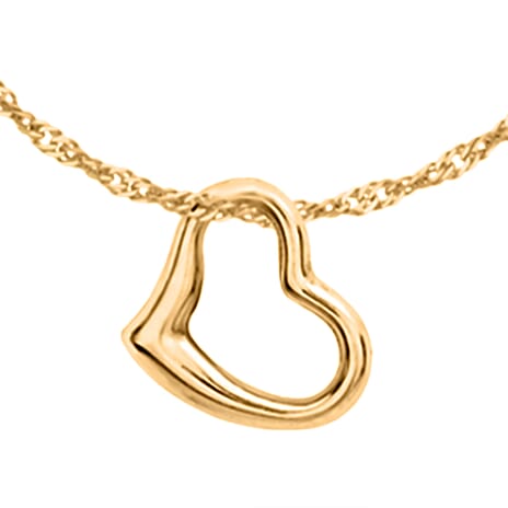 9K Yellow Gold Floating Heart Pendant