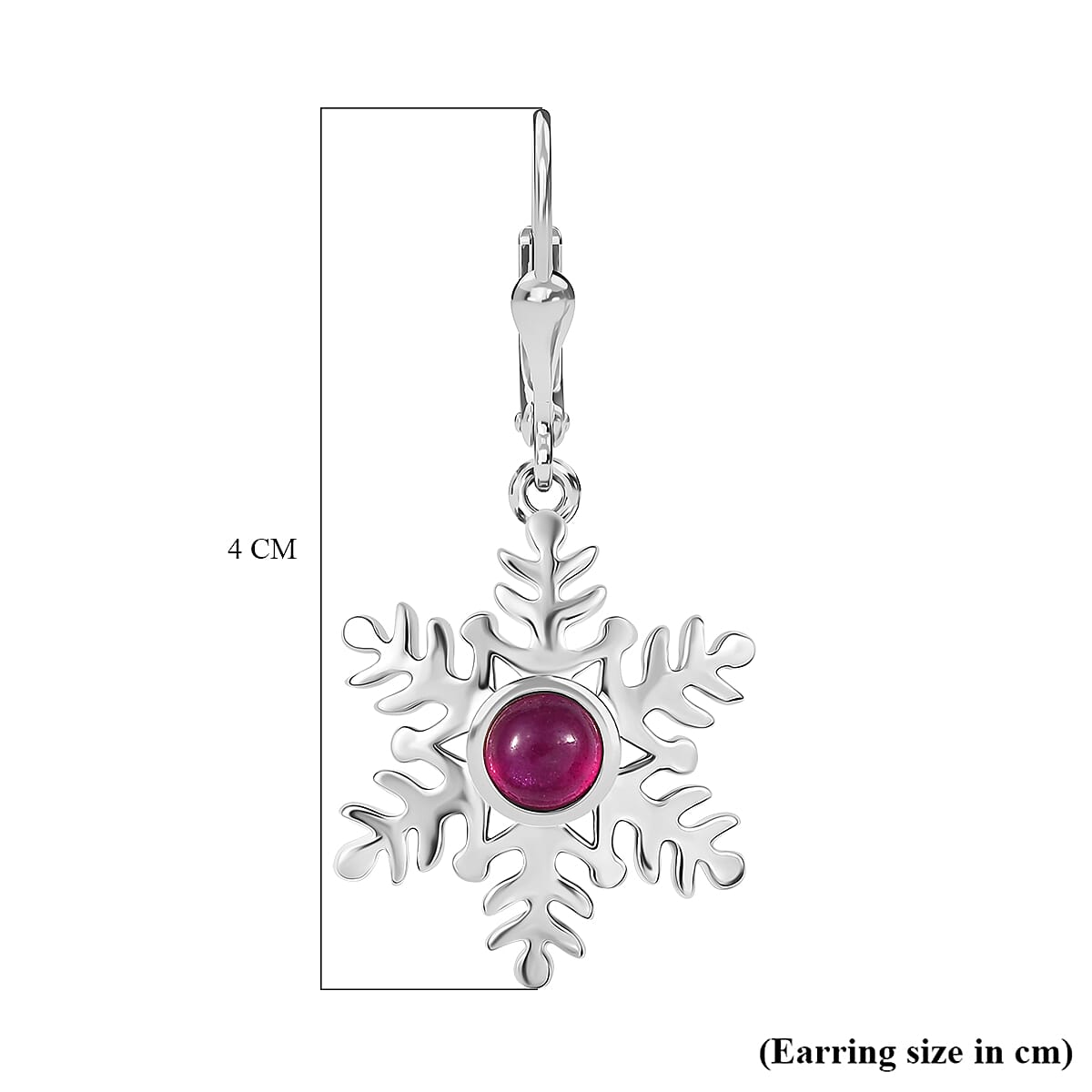 Ruby Solitaire Lever Back Earring in Rhodium Overlay Sterling Silver 1.83 Ct.