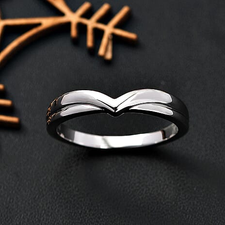 RHAPSODY - 950 Platinum Wishbone Band Hybrid Ring 5.97 gms