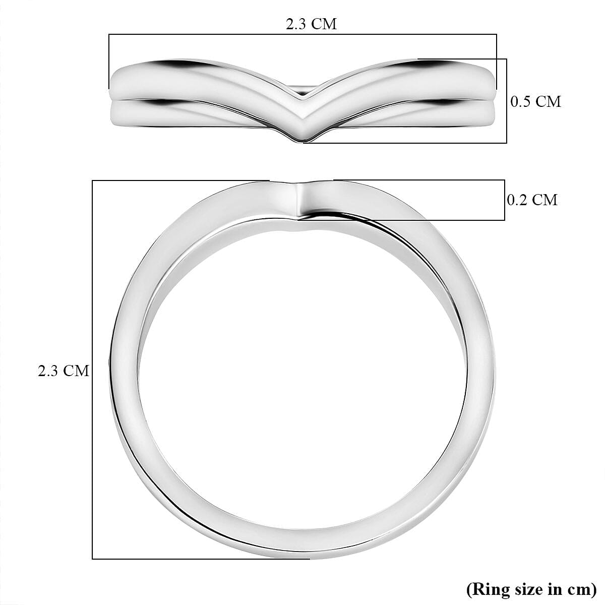 RHAPSODY - 950 Platinum Wishbone Band Hybrid Ring 5.97 gms
