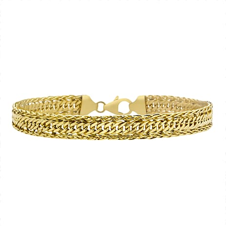 Italian Close Out Deal  - 9K Yellow Gold Curb Spiga Hybrid Bracelet With Lobster Clasp (Size - 7)