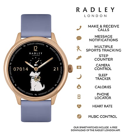 Radley Automatic Ladies Smart Calling Watch in Silicone - 7 Days Battery Life - Light Blue