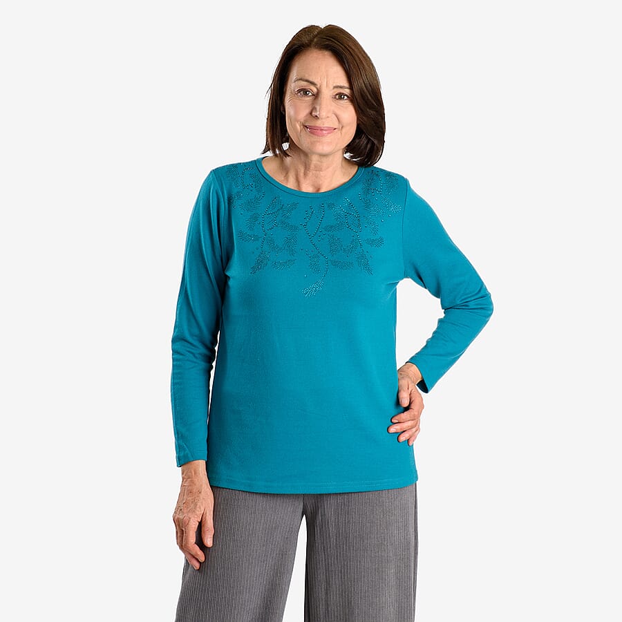 Womens Long Sleeve Embellished Blouse - Size M