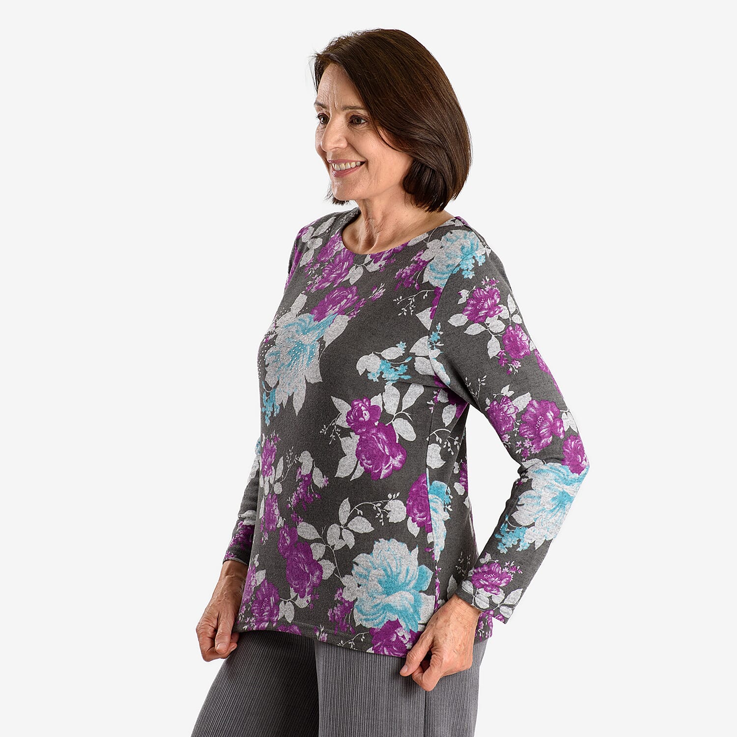Closeout Deal Floral Pattern Long Sleeve Blouse