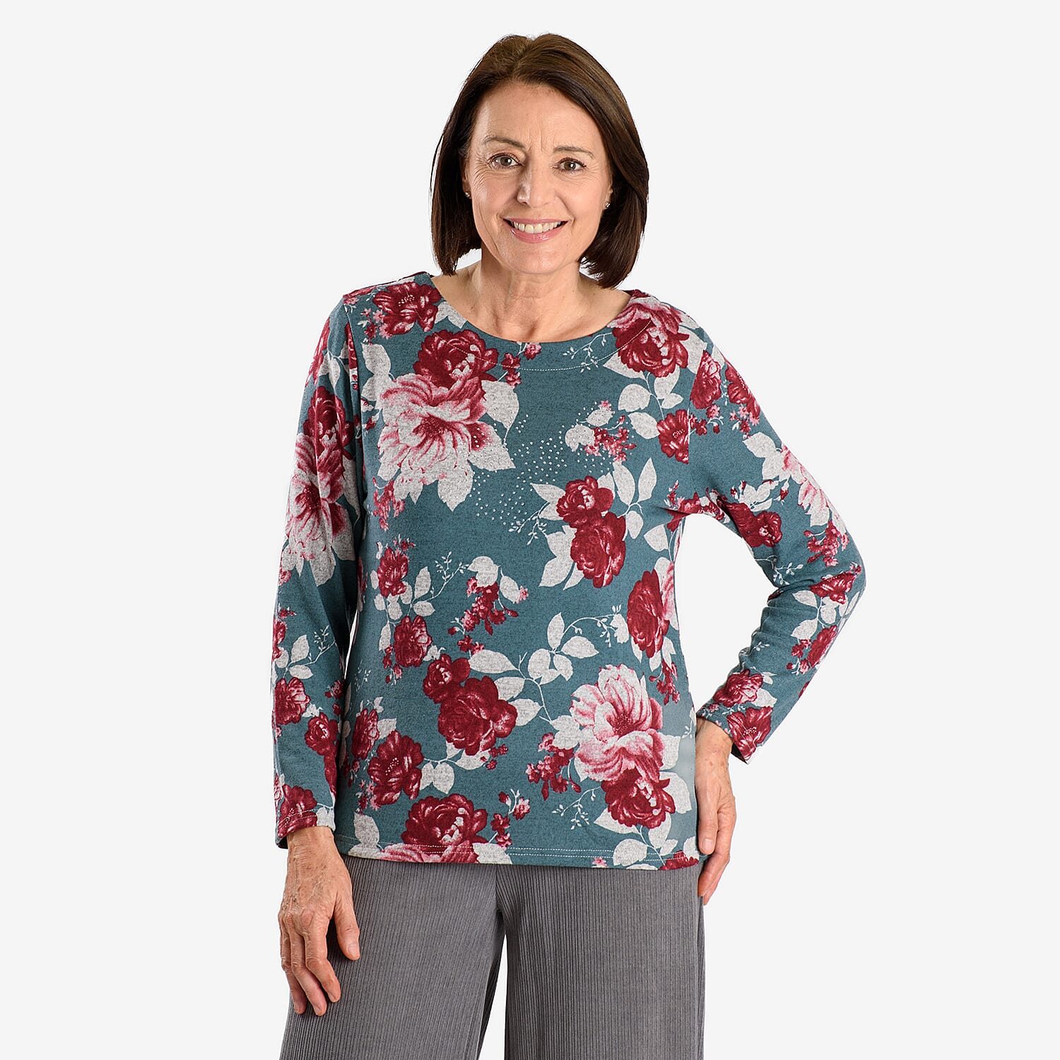 Closeout Deal Floral Pattern Long Sleeve Blouse
