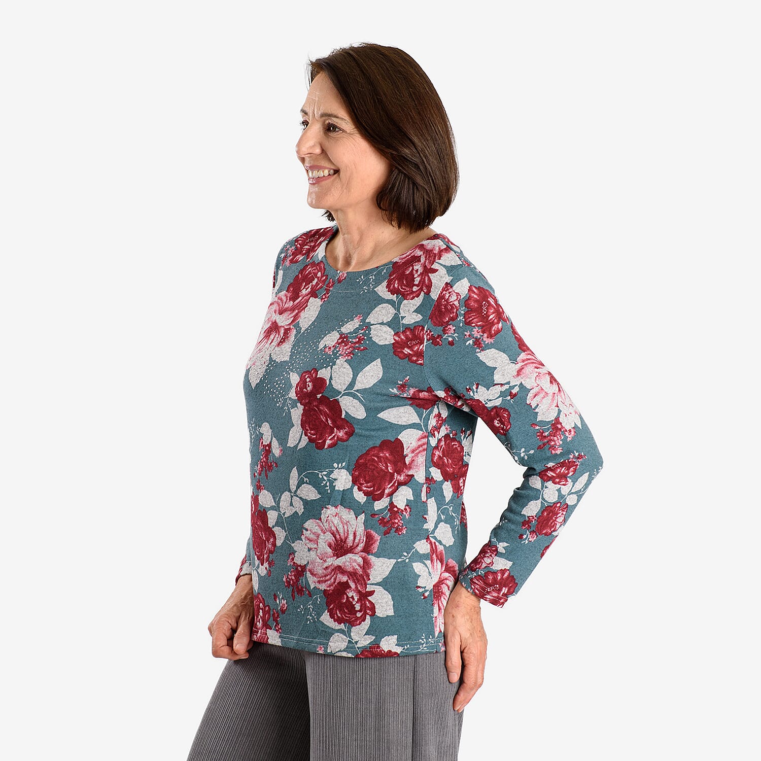 Closeout Deal Floral Pattern Long Sleeve Blouse