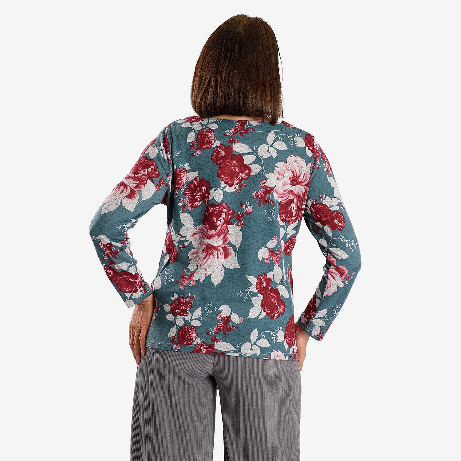 Closeout Deal Floral Pattern Long Sleeve Blouse