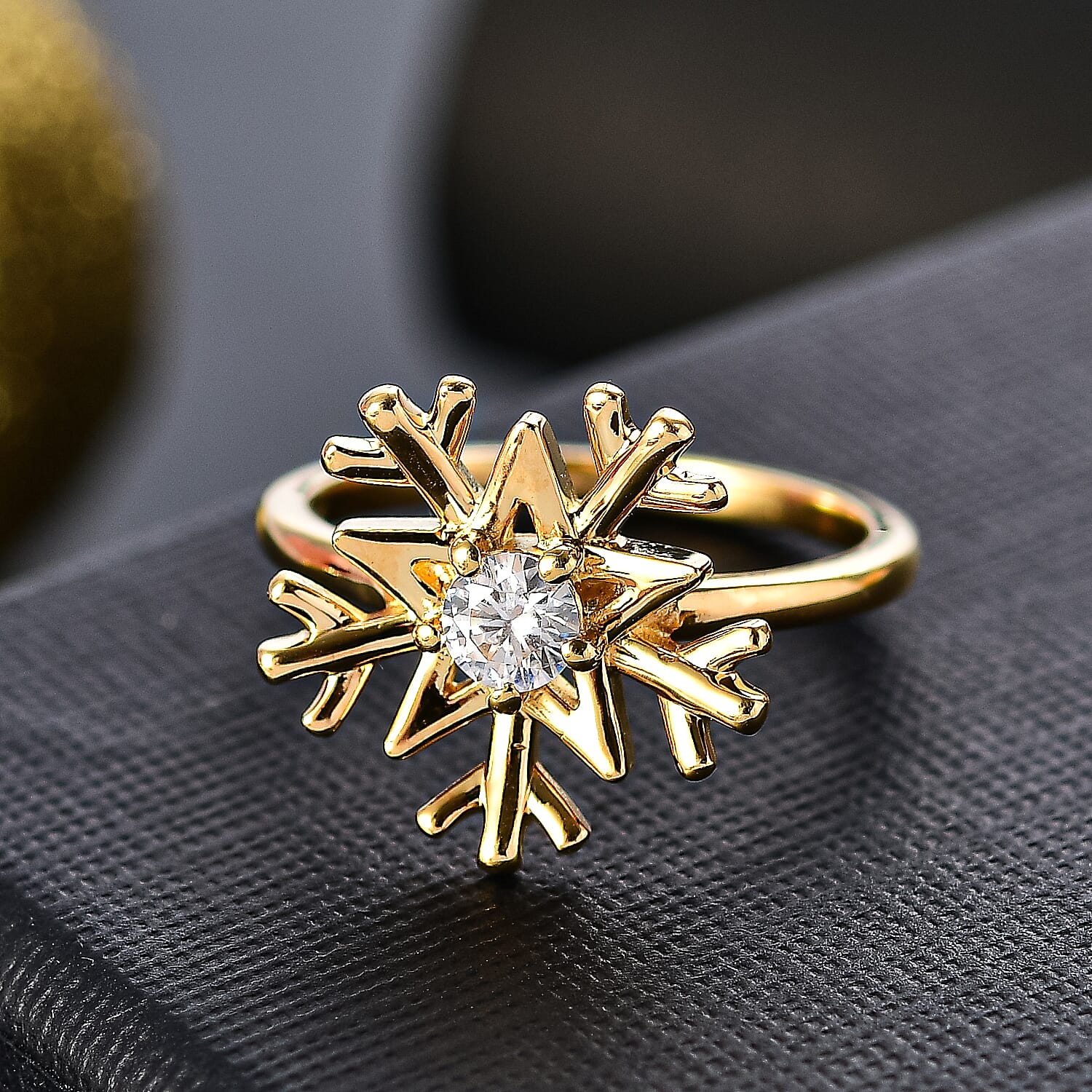 Moissanite Ring in 18K Vermeil Yellow Gold Plated Sterling Silver 0.23 Ct.