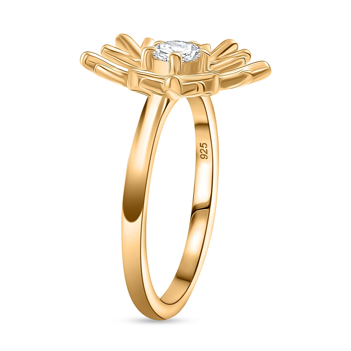 Moissanite Ring in 18K Vermeil Yellow Gold Plated Sterling Silver 0.23 Ct.