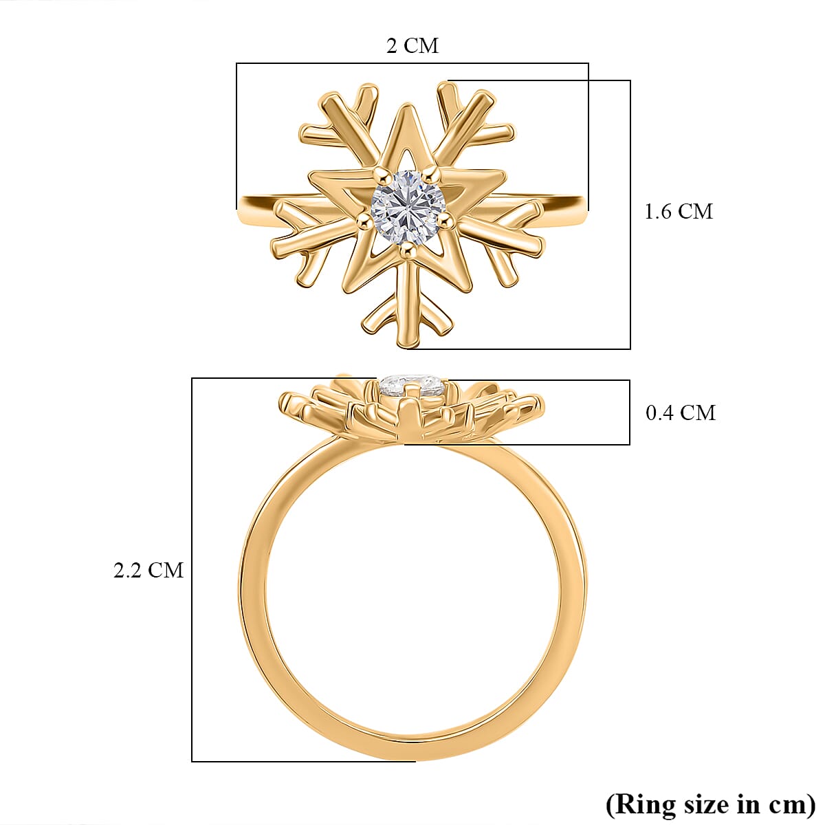 Moissanite Ring in 18K Vermeil Yellow Gold Plated Sterling Silver 0.23 Ct.