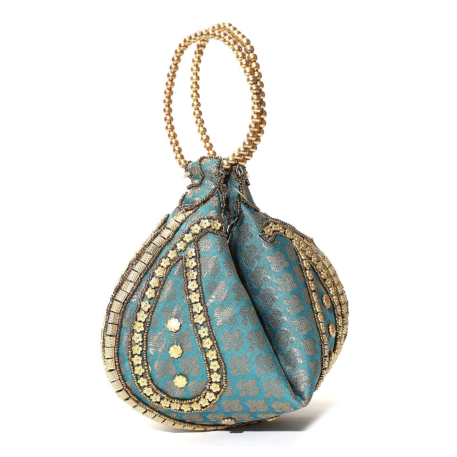 Embroidery Cosmetic and Toiletry Bag (Size 22x15x1 cm) - Turquoise